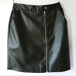 LF | Seek The Label: Dark Green Faux Leather Skirt